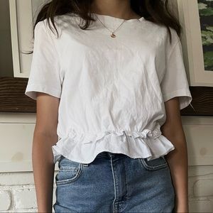 ⚡️ ZARA white ruffle tee ⚡️